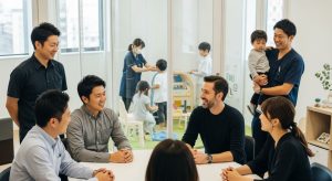 Familienfreundliche betreuung, moderne arbeitswelt, kinderbetreuung